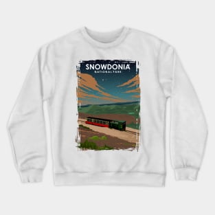 Snowdonia National Park Wales UK Travel Poster at Night Crewneck Sweatshirt